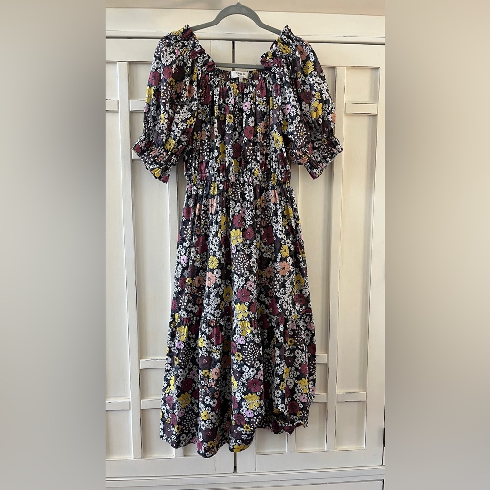 Sea New York Floral Print Midi Dress size M nwot
